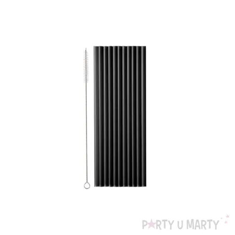 slomki plastikowe wielorazowe z czyscikiem czarne na urodziny sylwestra 23 cm 12 szt