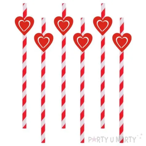 slomki serca 19 5 cm czerwone w paski 6 szt