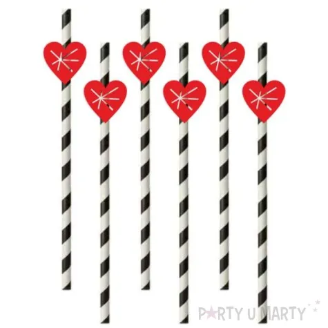slomki serca z promieniami 19 5 cm czarne w paski 6 szt