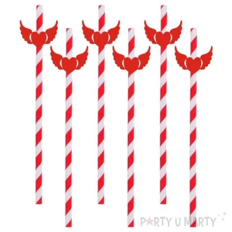 slomki serca ze skrzydlami 19 5 cm czerwone w paski 6 szt