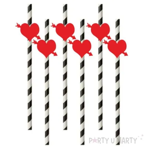 slomki serca ze strzala 19 5 cm czarne w paski 6 szt