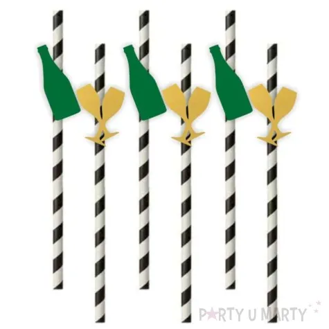 slomki szampanska impreza zielono zlote 19 5 cm 6 szt