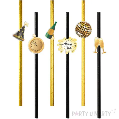 slomki szampanski nowy rok zloto czarne 19 5 cm 6 szt