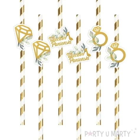 slomki wieczor panienski eukaliptus gold 19 5 cm w paski 6 szt