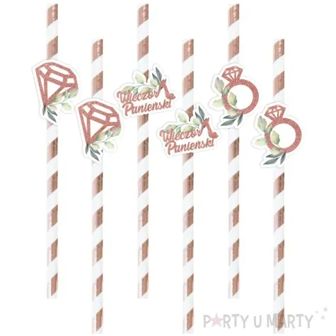 slomki wieczor panienski eukaliptus rose gold 19 5 cm w paski 6 szt