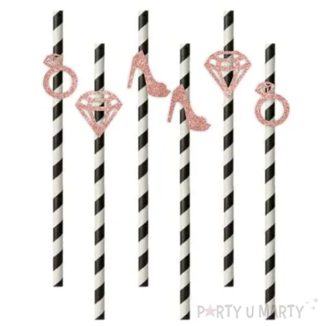 slomki wieczor panienski mix rose gold brokat 19 5 cm 6 szt