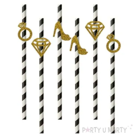 slomki wieczor panienski mix zloty brokat 19 5 cm 6 szt