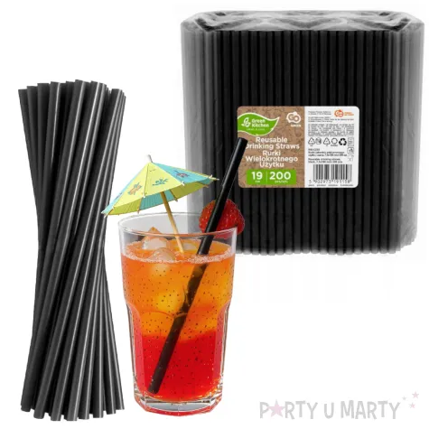 slomki wielorazowe klasyczne czarny godan 19 cm 200 szt