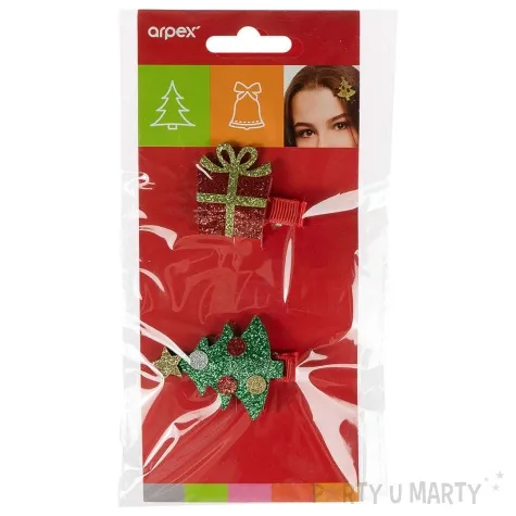 spinki do wlosow choinka i prezent brokatowe arpex