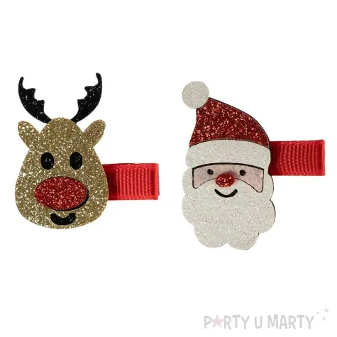 spinki do wlosow swiety mikolaj i renifer brokatowe arpex