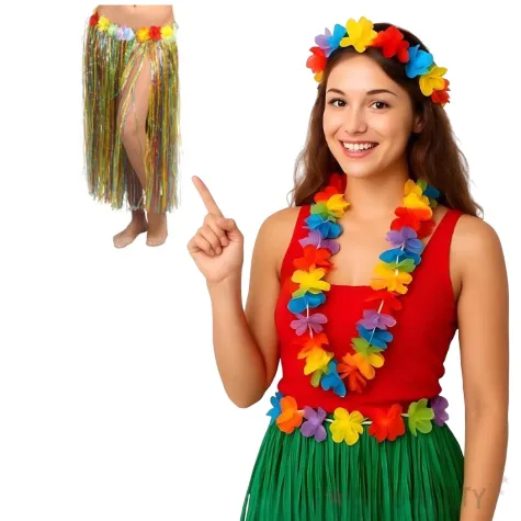 spodnica hawajska classic z kwiatami mix guirca 75 cm