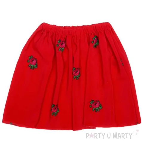 spodniczka ludowe kwiaty czerwona kraszek 122 128
