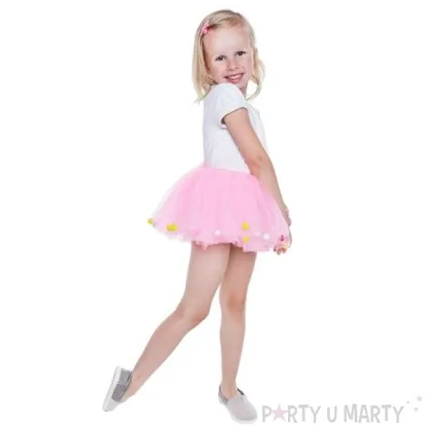 spodniczka tutu dziecieca w zolte kropki rozowa godan 23 cm