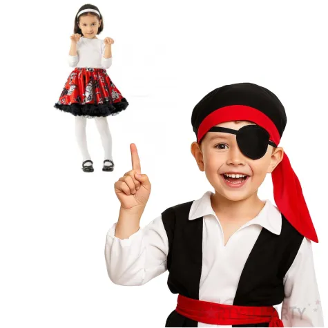 spodniczka tutu tiulowa piratka czarno czerwona kraszek 98 104