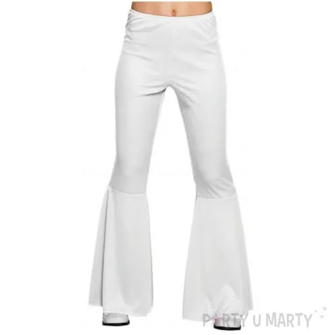 spodnie party dzwony disco biale boland rozm m