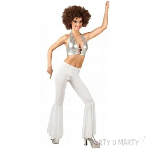 spodnie party dzwony disco biale boland rozm m