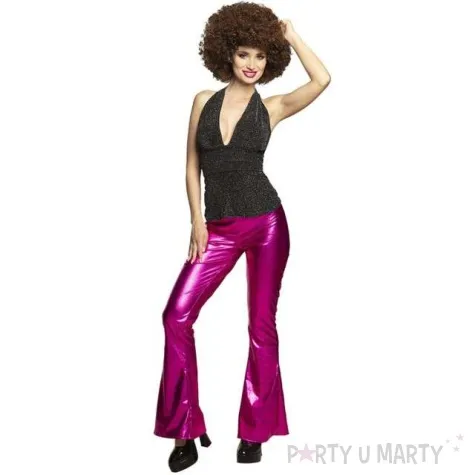 spodnie party dzwony disco rozowe boland rozm m