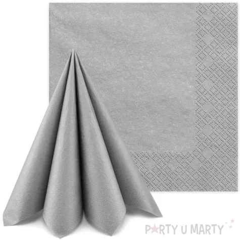 srebrne metaliczne serwetki na urodziny chrzest wesele paczka 20 szt