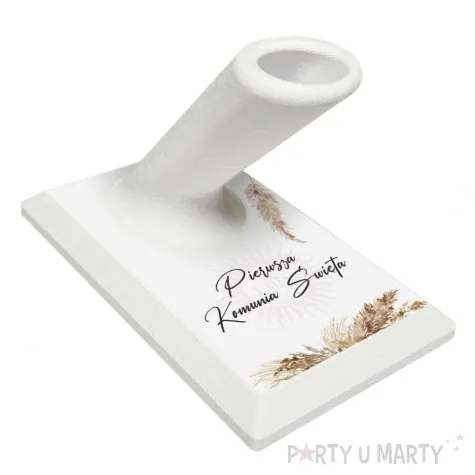 stojaczek z dlugopisem komunia swieta boho