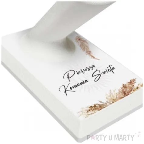 stojaczek z dlugopisem komunia swieta boho