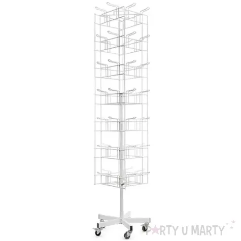 stojak do balonow obrotowy na kolkach bialy partydeco 191 cm