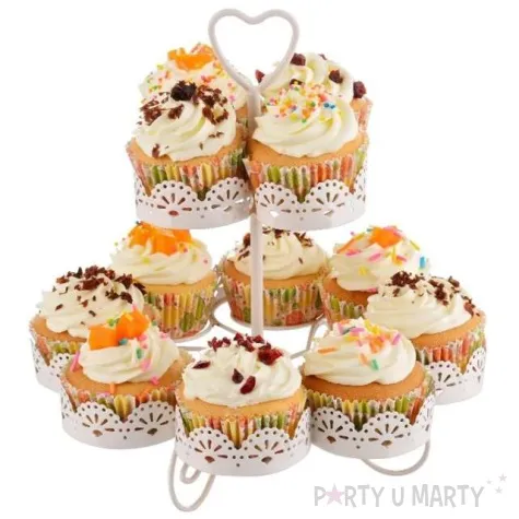 stojak na babeczki koronkowy blask mini bialy