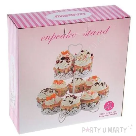 stojak na babeczki koronkowy blask mini bialy