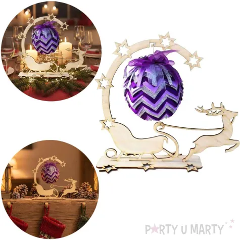 stojak na bombke sanie z reniferem 25 cm