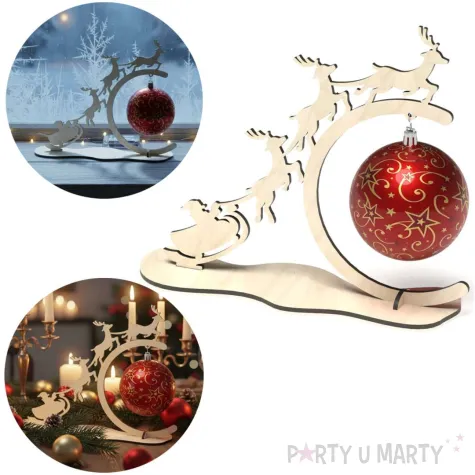 stojak na bombke zaprzeg reniferow 20 cm