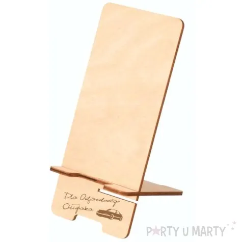 stojak na telefon dla odjazdowego chlopaka drewno 19x9 cm