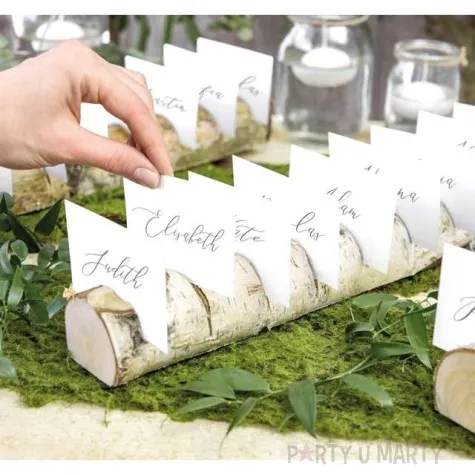 stojak na wizytowki drewno bialy partydeco 40 x 5 cm