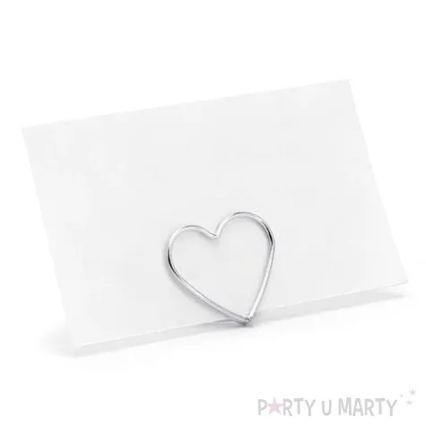stojak na wizytowki serca srebrne partydeco 2 5 cm 10 szt