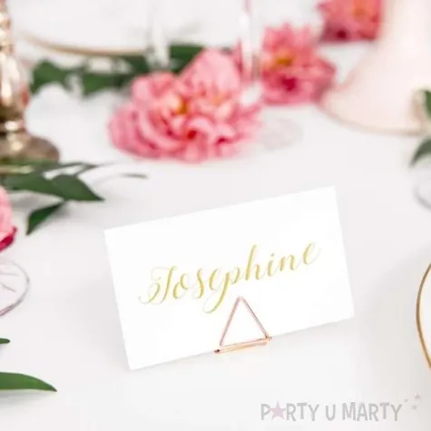 stojak na wizytowki trojkat rozowo zloty partydeco 2 3 cm 10 szt