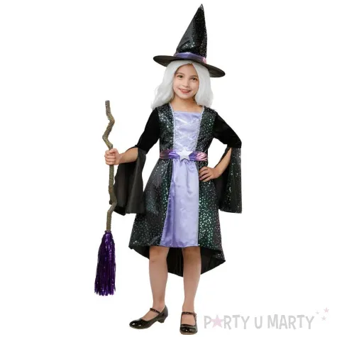 str j dla dziecka wied ma holograficzna sukienka i kapelusz czarny fioletowy godan 120 130