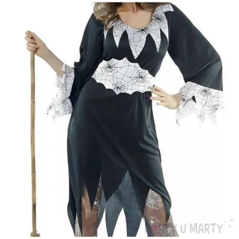 stroj damski czarownica na halloween andrzejki karnawal zestaw sukienka kapelusz pasek rozm s