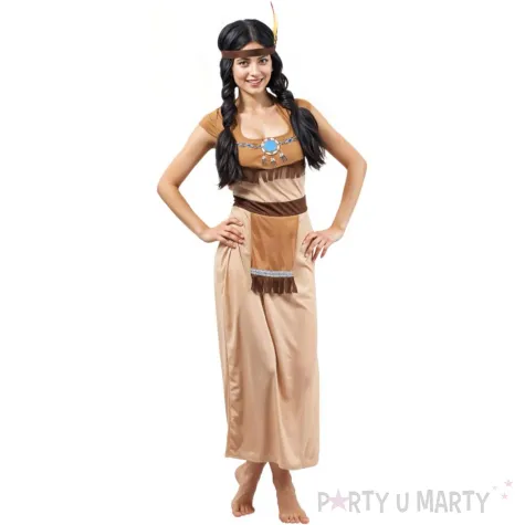 stroj damski larp cosplay dziki zachod indianka zestaw bezowy rozm s m