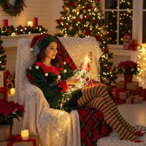 stroj damski na boze narodzenie swieta wigilie elfka sukienka czapka pasek zielona s m l