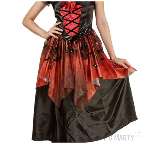 stroj damski na halloween i karnawal gotycka wampirzyca elegancka sukienka z kolnierzem rozm s