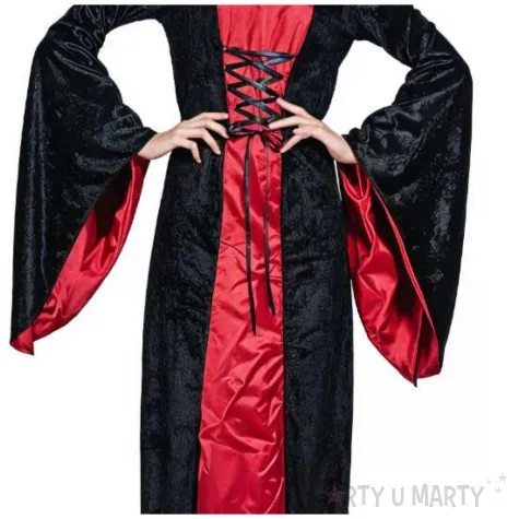 stroj damski na halloween i karnawal wampirzyca gotycka sukienka z kapturem rozm m