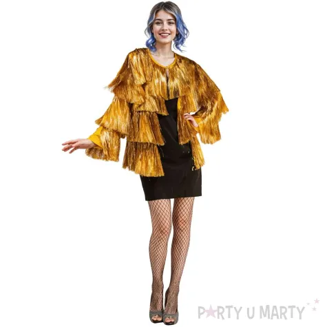 stroj damski na karnawal i sylwestra retro marynarka tinsel vintage zloty rozm m l xl