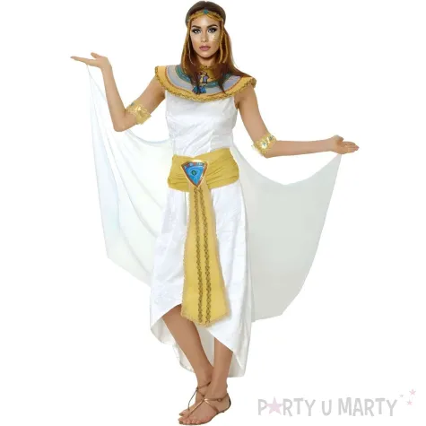 stroj damski na karnawal kleopatra faraonka krolowa egiptu bialo zloty rozm s
