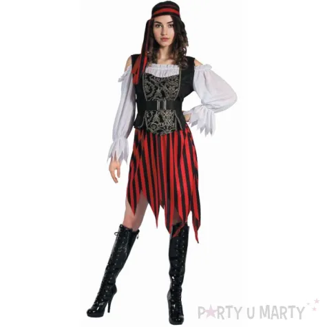 stroj damski na karnawal piratka zestaw bluzka spodnica pasek opaska rozm s