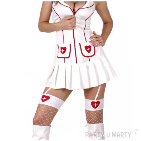 stroj damski na karnawal seksowna pielegniarka zestaw sukienka czepek podwiazki rozm s