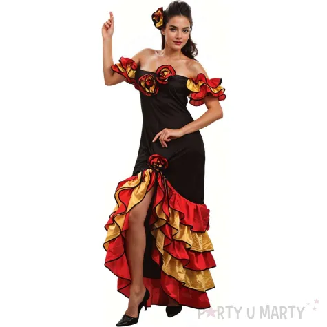 stroj damski na karnawal tancerka flamenco hiszpanska sukienka czarny rozm s