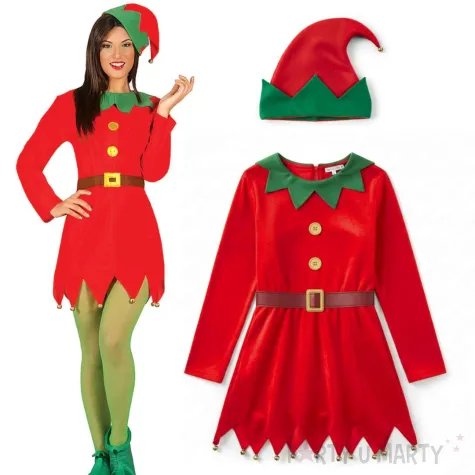 stroj damski na mikolajki boze narodzenie elfka pracowitka guirca l