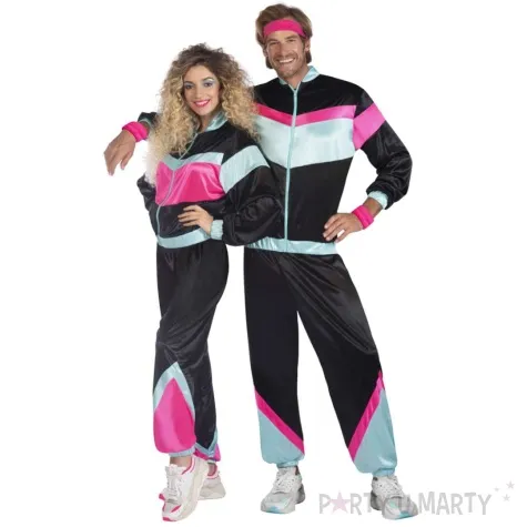 stroj dla doroslych biegaczka ortalionowy dres retro lata 80 rozowy amscan rozm s