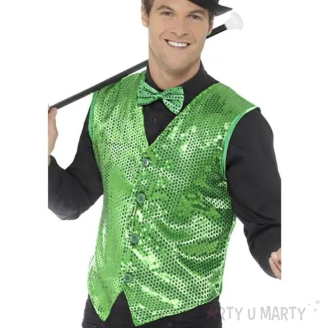 stroj dla doroslych cekinowa kamizelka zielona smiffys rozm s