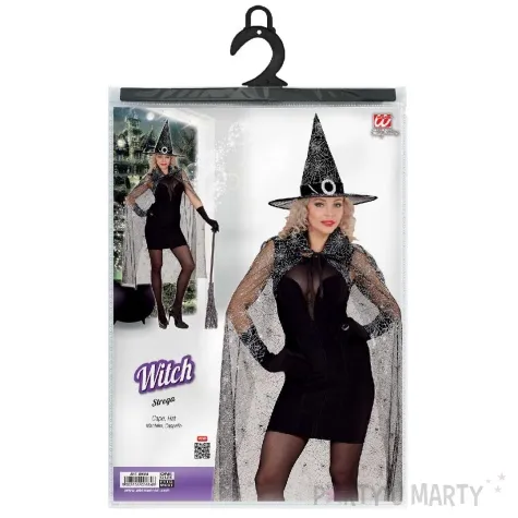 stroj dla doroslych peleryna kapelusz czarownica czarno bialy widmann rozm uniw
