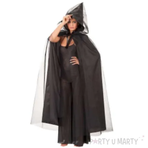 stroj dla doroslych peleryna tiulowa z kapturem czarna carnival toys