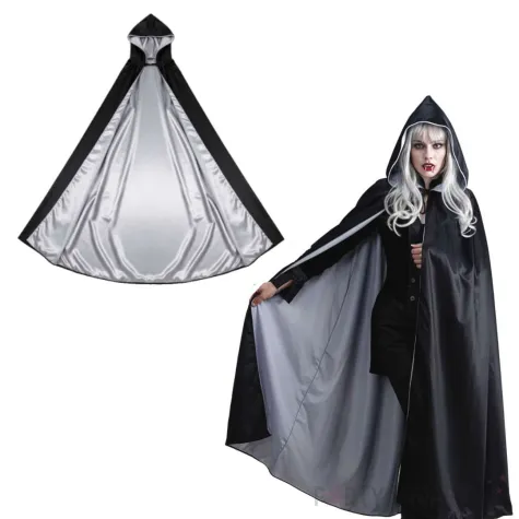 stroj dla doroslych peleryna z kapturem bialo czarna carnival toys